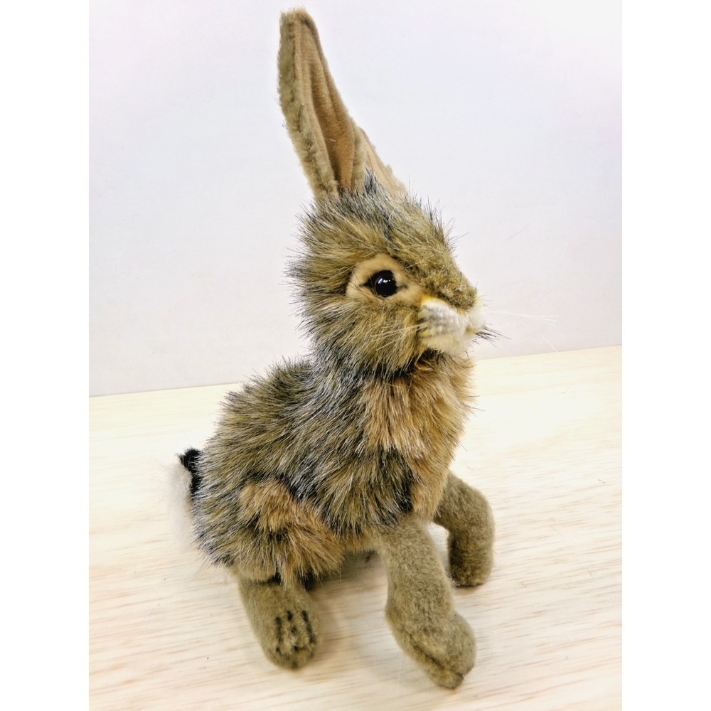 Hansa 2004 Plush Sitting Jack Rabbit Realistic Stuffed Animal Brown 11" Tall